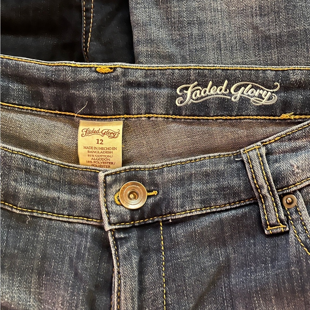 Faded Glory Women's Dark Wash Distressed Jeans Size 12